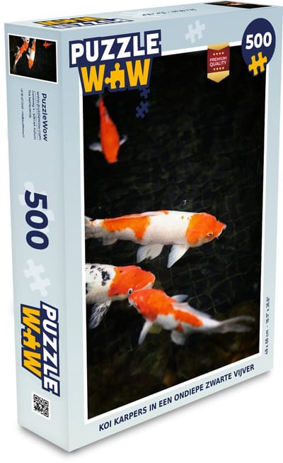 Puzzel Koi karpers in een ondiepe zwarte vijver - Legpuzzel - Puzzel 500 stukjes