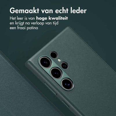 Accezz Hoesje - Geschikt voor Samsung Galaxy S24 Ultra - Leather Bookcase 2-in-1 met Magnetische Ring - Cedar Green