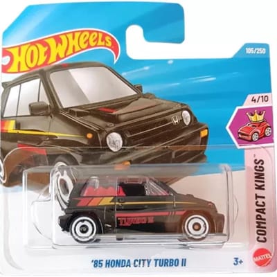 HOT WHEELS '85 HONDA CITY TURBO II BLACK GLIM 105/250 HW COMPACT KINGS 4/10 SHORT CARD 2026
