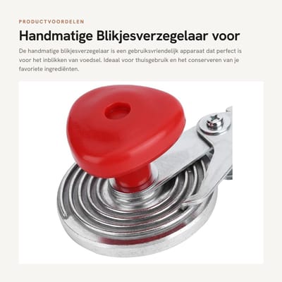 Dailygoods- Blikjesverzegelaar Handmatig - Draagbaar Krimpapparaat - Keukengereedschap - Hoogwaardige Materialen - Gezond en Veilig - Eenvoudig te Bedienen - Inblikker