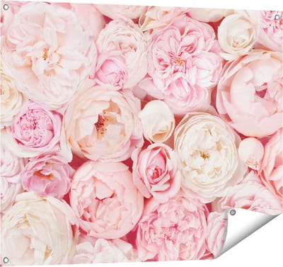 Gards Tuinposter Witte Roze Rozen Boeket - Bloemen - 100x80 cm - Tuindoek - Tuindecoratie - Wanddecoratie buiten - Tuinschilderij