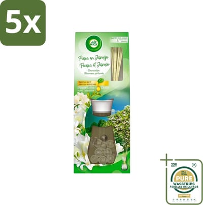 5 x Air Wick Essential Oils - Geurstokjes - Freesia & Jasmijn - 30ml - Grootverpakking - Geurstokjes - Bloemige Geur - Freesia - Jasmijn - Essentiële Oliën