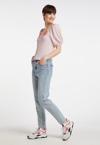 Mymo Top met gehaakte inzetstukken Nolie Dames roze