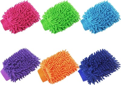 Autowashandschoenen Microvezel - Chenille Handschoen - Auto Poetsen - Krasvrij Zacht - 30 x 218 cm - Meerkleurig