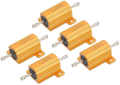 Aluminium Behuizing Weerstand - Draadgewonden Component - Industriële Automatisering - Hoge Temperatuur Bestendig - 25W 8 Ohm - Goudkleurig