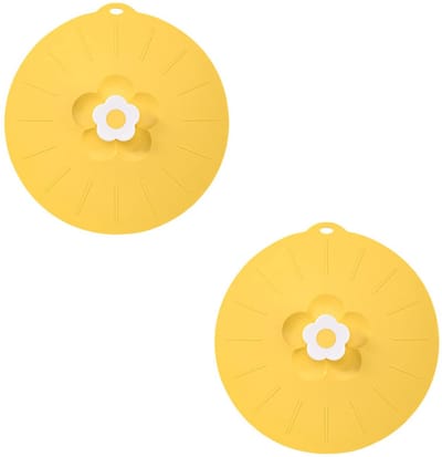 2-stuks Bloem Siliconen Vershouddeksels - Siliconen Pot- en Pandeksels - Randafdichtende Deksels - Voedselbewaring en Versheid - 27,5 cm Diameter - Hittebestendig - Stofdichte Deksels - Geschikt voor Koelkast en Vriezer - Geel