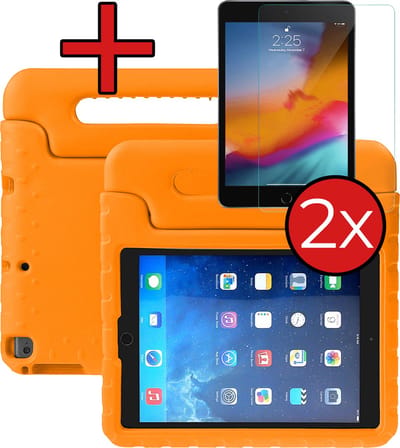 Hoesje - Geschikt voor Apple iPad Air 3 (2019) - 10.5 inch - 3e Generatie - Met 2x Screenprotector - Kinderhoes - Shockproof Bumper - Kidsproof Case - Tablethoes - Kinder Hoes Cover - Oranje