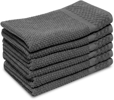 PHLOX Soft Popcorn Gastendoekjes 30x50 cm - Set van 6 - 100% Katoen 500 g/m2 - Antraciet