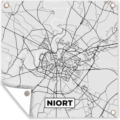 Tuin poster Frankrijk - Plattegrond - Kaart - Niort - Stadskaart - 200x200 cm - Tuindoek