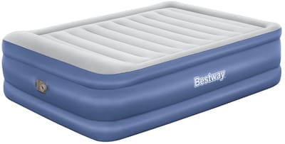 Bestway – Luchtbed – 2-Persoons – 152×203×61 cm – Grijs/Blauw – Met Ingebouwde Elektrische Pomp – Incl. 3-in-1 Opbergtas - Luchtbed 2 Persoons - Luchtbed Met Pomp - Luchtbed Voor Binnen Gebruik - Luchtbed Met Kussen - Luchtbed Voor Logeerpartijen
