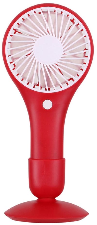 Urban Living draagbare USB ventilator - met standaard - rood - kunststof - 20 x 10 cm