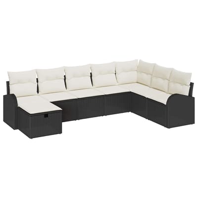 vidaXL Bankstel 8 st Zwart en crème poly rattan