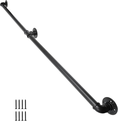 Trapleuning Smeedijzer - Grijpstang Metaal - Veilig Trap Lopen - Hoge Sterkte - 120 cm - Mat Zwart