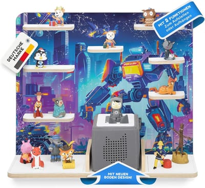 Houten rek muziekbox - Tonie opslag - Kinderkamer organiseren - Magnetische figuren houder - 50 x 15 x 42 cm
