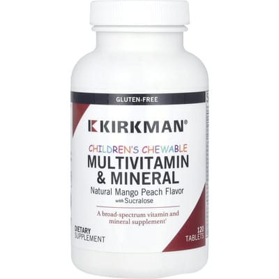 Kirkman Labs, Kauwbare Multivitaminen en Mineralen voor Kinderen, Natuurlijke Mango Perzik, 120 Tabletten