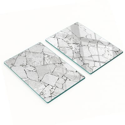 Decoratieve glazen serveerplanken voor snacks, stenen muurmotief, 2x40x52 cm