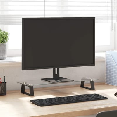 vidaXL - Monitorstandaard - 60x20x8 - cm - gehard - glas - en - metaal - zwart