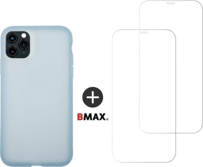 BMAX Telefoonhoesje geschikt voor iPhone 11 Pro Max - Latex softcase hoesje lichtblauw - Met 2 screenprotectors