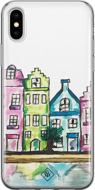 Casimoda® hoesje - Geschikt voor iPhone Xs - Amsterdam - Siliconen/TPU telefoonhoesje - Backcover - Amsterdam - Paars