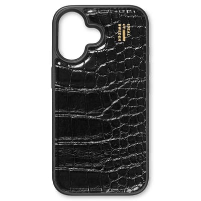 iDeal of Sweden Vegan Leather Backcover geschikt voor Apple iPhone 16 - Black Croco - Zwart