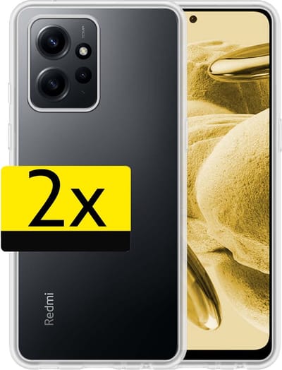Hoesje - 2 Stuks - Geschikt voor Xiaomi Redmi Note 12 4G - Sterk & Shockproof - Case Siliconen - Back Cover - Telefoon Hoes - Telefoonhoesjes - Transparant