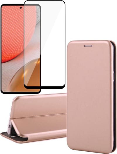 Hoesje geschikt voor Samsung Galaxy A72 - Portemonnee Book Case - Roségoud - Met Full Screenprotector