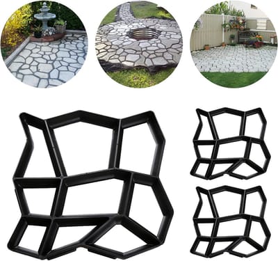 Betonvorm Set - Straatsteen Mallen - Tuin Terras Aanleggen - Herbruikbaar Sterk Kunststof - 3 Stuks 43cm - Zwart