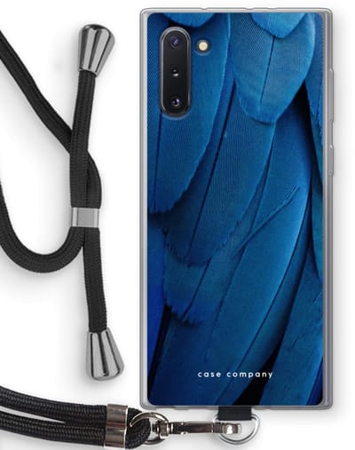 Hoesje met koord geschikt voor Samsung Galaxy Note 10 hoesje met Koord - Pauw - Telefoonhoesje met Zwart Koord - Bescherming aan alle Kanten en Over de Schermrand