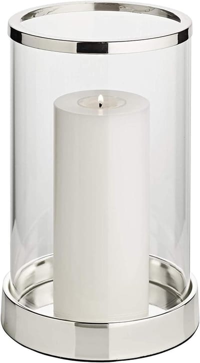 Windlicht Sanremo - Decoratieve lantaarn - Sfeer creëren - Aanslagbestendig verzilverd - Hoogte 26 cm - Transparant