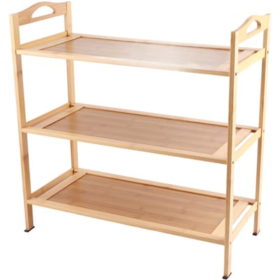 Meerlaags schoenenrek verdikt bamboe grote capaciteit duurzaam schoenenopbergrek voor slaapkamer studentenhuis 3 Layers, 50cm/19.7in Length
