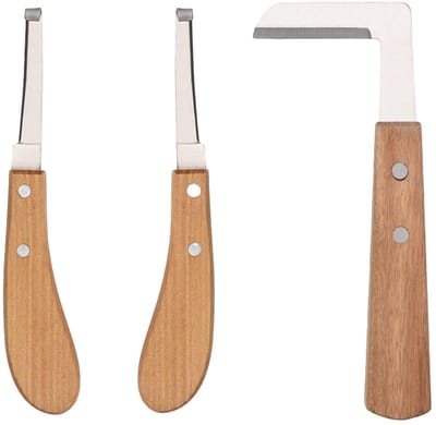 3 stuks hoefmessen voor paarden: hoefmes roestvrij staal links, rechts, L-vormige rechterhand, voor paarden, runderen, schapen, hoefmes met ergonomische greep, hoefsmid gereedschap