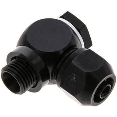9x6mm & G1/4'' Aluminium L-Vorm Knelfitting Buitendraad 10bar Kunststof en Polyamide