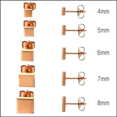 Aramat Jewels | Oorbellen | RVS Vierkante Oorbellen Diverse Kleuren - Geometrische Oorstekers | Rosékleurig / 3mm | | | | Kinderen, Volwassenen | Verkleurd niet
