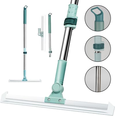 117cm Vloertrekker Voor Natte Ruimtes - Telescopische Siliconen Waterwisser - 180° Draaibare Badkamerdouchewisser Voor Natte Ruimtes En Ramen