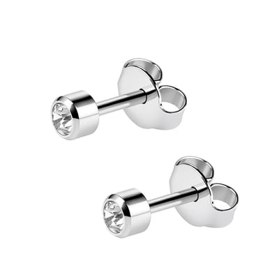 Caflon 4mm stalen oorknopjes voor oorschieter hypoallergeen steriel verpakt zilverkleurig met naturel steen geboortesteen april