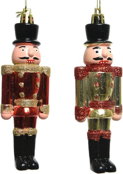 2x Kerstboomhangers notenkrakers poppetjes/soldaten 9 cm - Kerstboomversiering kerstornamenten/kersthangers