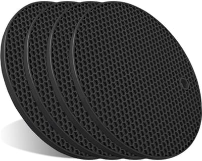 EXCITAT 4 Geïsoleerde pannenlappen - Placemats - Antislip - Hittebestendig - Multifunctioneel - Zwart