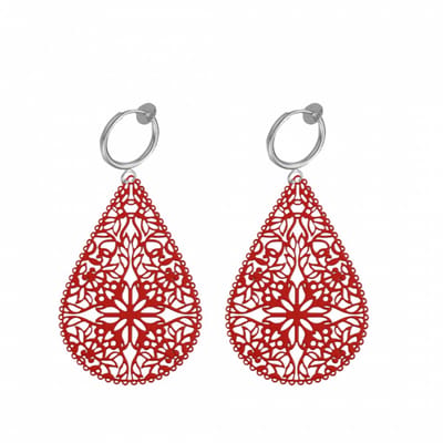 Klem oorbellen- filigraan -rood-geen gaatje-Charme Bijoux