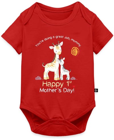 Giraf Gelukkige Eerste Moederdag Baby Rompertje Met Korte Mouwen