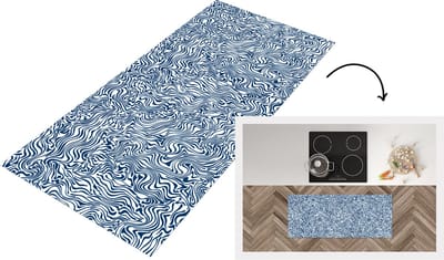 Keukenloper - Loper keuken - Patronen - Abstract - Blauw - 120x50 cm - Keukenloper vinyl