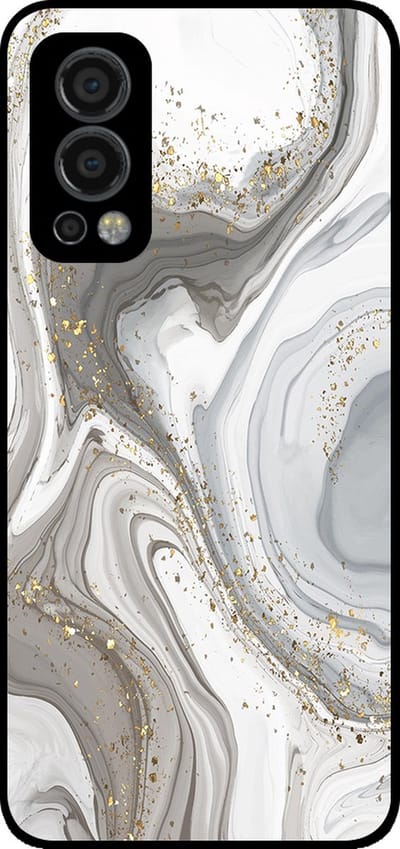 Smartphonica Telefoonhoesje Geschikt voor OnePlus Nord 2 5G met marmer opdruk - TPU backcover case marble design - Zilver geschikt voor OnePlus Nord 2 5G