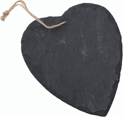 Leisteen hart om op te hangen met jute lint leisteen bord decoratie wanddecoratie (1,10 cm hart)