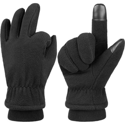 Winterhandschoenen Touchscreen Fleece Verdikt Winddicht en Koudebestendig Outdoor Sneeuwbedekt Skiën en Fietsen Warme Handschoenen voor Heren XL black