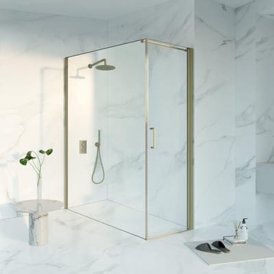 FugaFlow Eccelente Vetro Douchecabine - 60x180x200 - Profiel veiligheidsglas - anti kalk - Geborsteld Messing PVD (Goud)