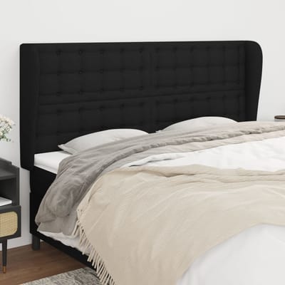 vidaXL - Hoofdbord - met - randen - 163x23x118/128 - cm - stof - zwart