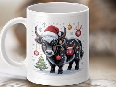 Mok Kerst Yak Mok, Feestdagen Mok, Winter Mok, Dier Mok, Kerstmis Cadeau Ideeen, Kerstcadeau, Nieuwjaar Cadeau, Feestdag Mok