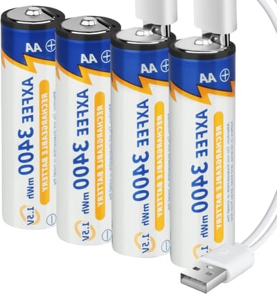 Oplaadbare Lithium AA Batterijen 4-Pack, 1.5 V, 3400 mWh, USB-C, 2-in-1 Oplaadkabel, Snelle Oplading, Duurzaam en Milieuvriendelijk