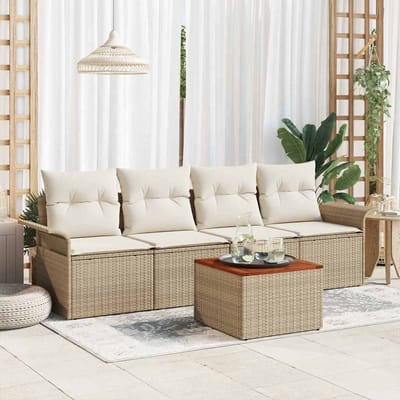 vidaXL - Tuinbank - Set - 5 - st - 4-Aantal - zitplaatsen - Beige - en - Crème