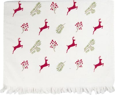 Clayre & Eef Gastendoekje CX008 40*60 cm Rood Katoen Rechthoek Rendoeren Handdoek