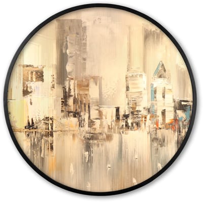 Poster in lijst Rond - Fotolijst 60x60 cm - Posters - Schilderij - Olieverf - Abstract - Skyline - Ronde posterlijst zwart - Decoratie - Wanddecoratie woonkamer - Muurdecoratie slaapkamer